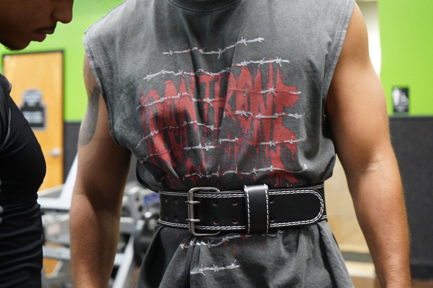 DOUBLE PRONG LIFTING BELT - BLACK/WHITE